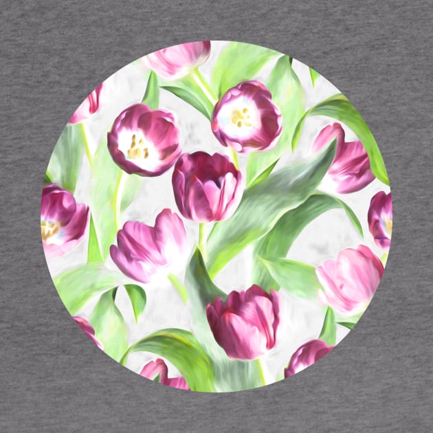 Deep Magenta Tulips on Creamy Peach by micklyn